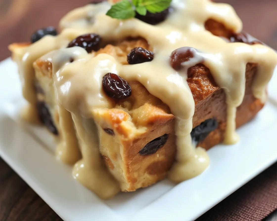 Classic Bread Pudding with Vanilla Sauce